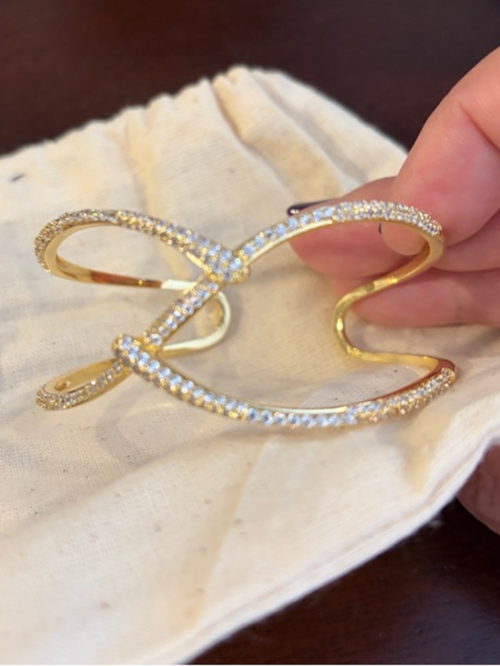 New Gold Crystal Double Wave Cuff Bracelet - Women Jewelry costume